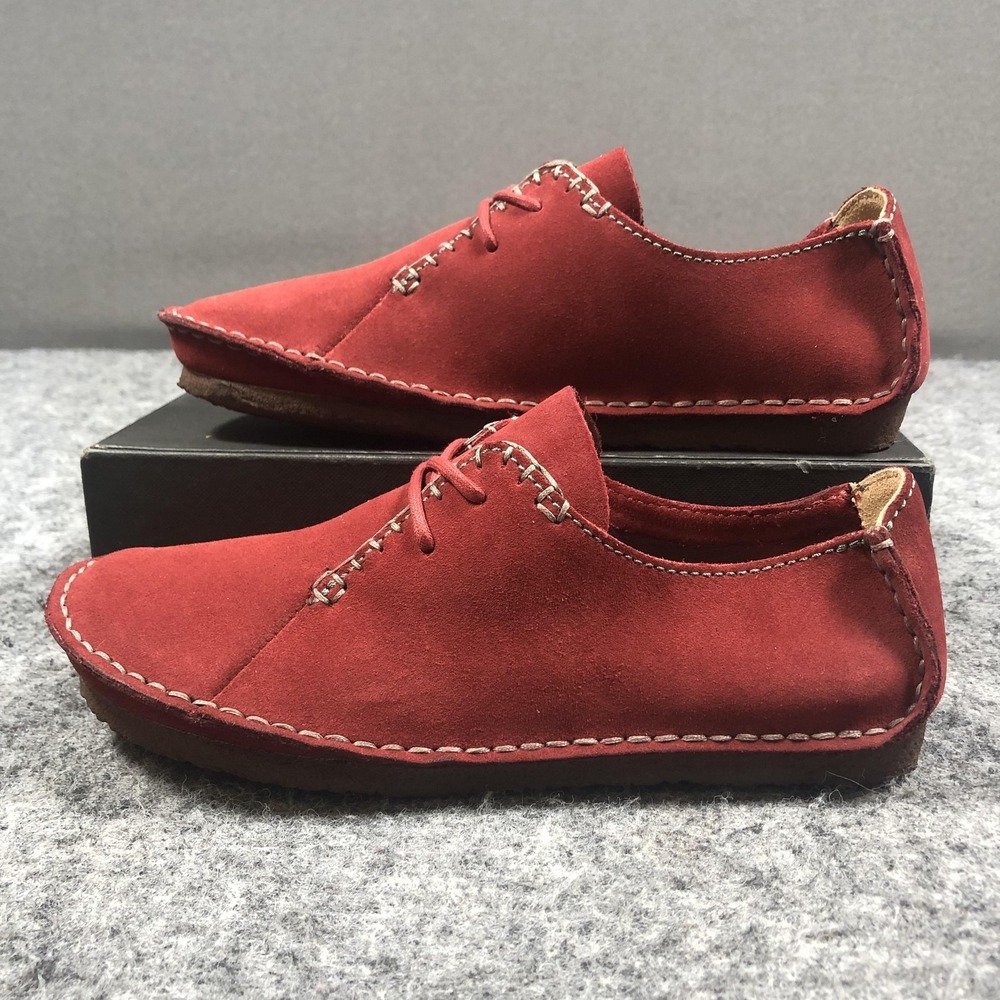Clarks Ashton Originals Shoes Mens 7 Red Suede Crepe Sole Lace Up Casual Oxfords - Picture 3 of 16